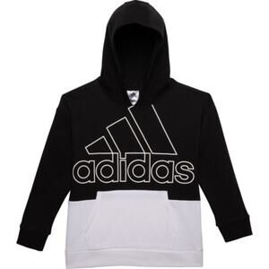Adidas Girls' Colorblock Fleece Pullover Hoodie Long Sleeve Black M (10/12) NWT